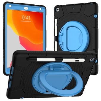 For iPad 10.2 (2019)/(2020)/(2021) P8 360 Degree Rotation Kickstand Design PC + Silicone Shockproof Tablet Case Cover