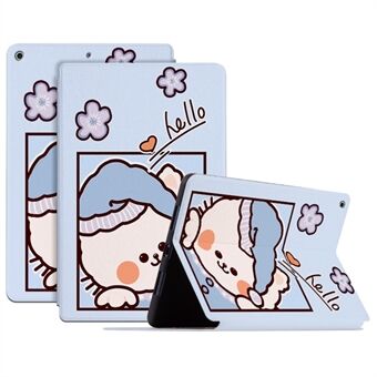 For iPad 10.2 (2021)/(2019)/(2020) Protective Case Cartoon Pattern Printing PU Leather Cover Auto Wake/Sleep Tablet Case with Stand
