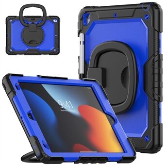Shockproof Case for iPad 10.2 (2021) / (2020) / (2019) Drop-proof Tablet Case 360-Degree Rotating Kickstand PC + Silicone Cover with Shoulder Strap