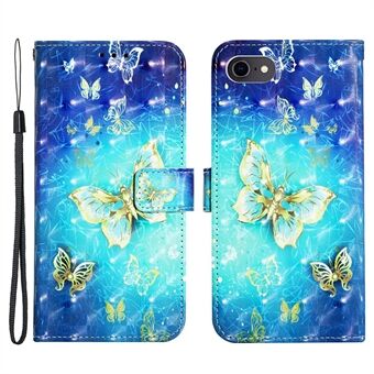 For iPhone SE (2020)/SE (2022)/7/8 4.7 inch YB Pattern Printing Leather Series-2 PU Leather Wallet Case Light Spot Decor Stand Magnetic Flip Folio Cover