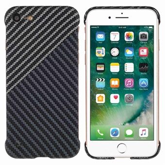 For iPhone 7 / 8 4.7 inch / SE (2020) / (2022) Frameless Splicing Carbon Fiber Texture Hard PC Case Incomplete Covering Phone Shell