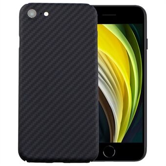 For iPhone 7 / 8 / SE (2020) / SE (2022) Carbon Fiber Texture Aramid Fiber Back Case Fall Proof Protective Cover - Matte Black