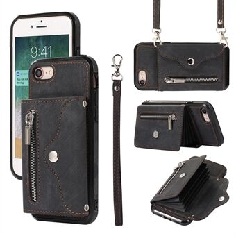 For iPhone 7 / 8 / SE (2020) / SE (2022) RFID Blocking Card Bag Phone Case Kickstand PU Leather+TPU Cover