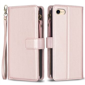 BF Style-19 for iPhone 6 / 6s / 7 / 8 / SE (2020) / SE (2022) PU Leather Case Zipper Pocket Cell Phone Stand Wallet Cover