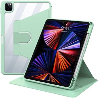For iPad Air (2020)/(2022)/iPad Pro 11-inch (2020)/(2018)/(2021) 360 Degree Rotary Stand PU Leather Tablet Case Auto Wake/Sleep Cover with Pen Slot - Light Green