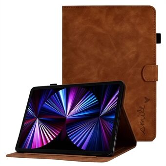 For iPad Pro 11-inch (2018) / (2020) / (2021)  /  iPad Air (2020) / (2022) Anti-Fall Shockproof Case Solid Color Leather Folio Flip Cover Pattern Imprinted Tablet Stand Case with Card Slots