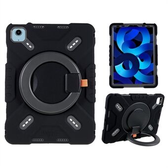 PEPKOO For iPad Air (2022) / Air (2020) 360 Degree Rotation Kickstand Tablet Case Silicone+PC+ABS Shockproof Hybrid Cover