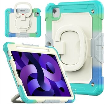 For iPad Pro 11 (2018) / (2020) / (2021) / (2022) / iPad Air (2020) / (2022) PC + Silicone Anti-drop Tablet Case 360-Degree Rotating Kickstand Cover with Shoulder Strap