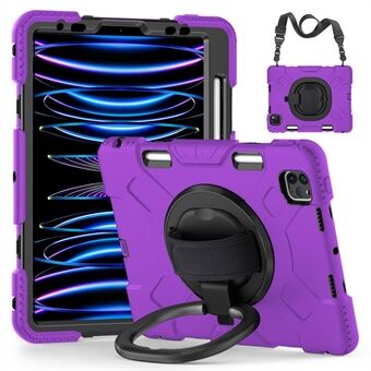 For iPad Pro 11-inch (2018) / (2020) / (2021) / (2022) / Air (2020) / (2022) Kickstand PC+TPU Tablet Case with Shoulder Strap
