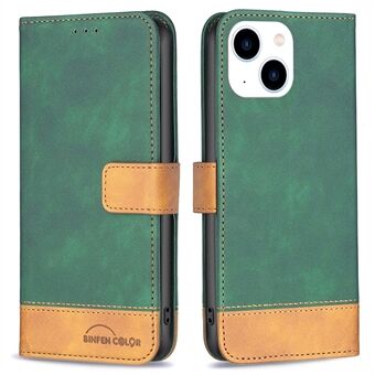 BINFEN COLOR BF Leather Case for iPhone 14 6.1 inch Series-7 Well-protection Phone Cover Style 11 PU Leather Matte Case Color Splicing Wallet Stand Shell