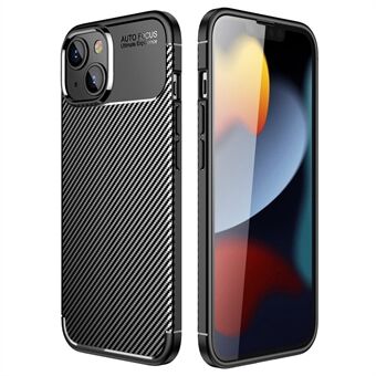 For iPhone 14 6.1 inch Carbon Fiber Texture Shockproof Cover Soft TPU Comfortable Grip Phone Case