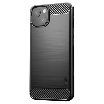 MOFI for iPhone 14 6.1 inch Wear-resistant Drop-proof TPU Protector Brushed Surface Carbon Fiber Phone Case Cover