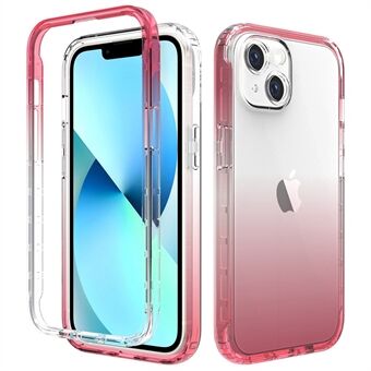 For iPhone 14 6.1 inch Scratch-resistant Anti-drop Transparent TPU + PC Hybrid Case Gradient Color Phone Shell
