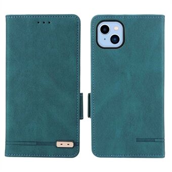 For iPhone 14 6.1 inch Shockproof Phone Flip Case Stand PU Leather Hardware Design Magnetic Closure Cover Wallet