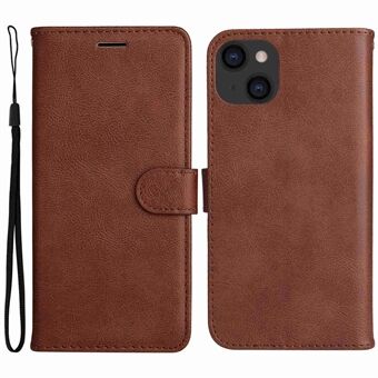For iPhone 14 6.1 inch KT Leather Series-2 Anti-fall Wallet Phone Case PU Leather Full Protection Solid Color Magnetic Flip Stand Cover with Strap