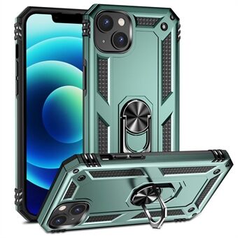 For iPhone 14 6.1 inch Military Grade Shockproof TPU + PC Kickstand Phone Case Protector with Car Mount Metal Sheet