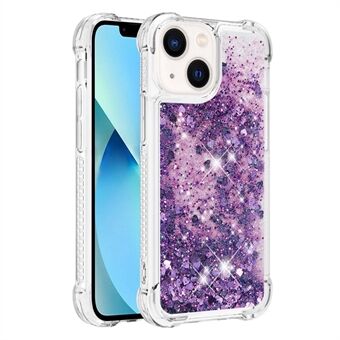 YB Quicksand Series-1 for iPhone 14 6.1 inch, Liquid Floating Glitter Sequins TPU Back Cover Anti-scratch Phone Case