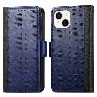 For iPhone 14 6.1 inch Cross Rhombus Imprinted Dual Magnetic Clasp Phone Case PU Leather Wallet Stand Cover