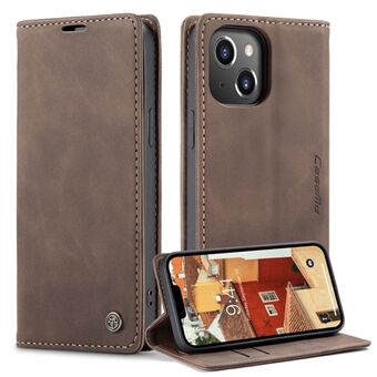 CASEME 013 Series for iPhone 14 6.1 inch Shockproof PU Leather Wallet Case Magnetic Auto-absorbed Stand Phone Cover