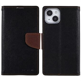 MERCURY GOOSPERY For iPhone 14 6.1 inch Splicing Color Anti-fall Wallet Stand Design Leather Shell Phone Case