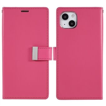 MERCURY GOOSPERY For iPhone 14 6.1 inch Metal Magnetic Clasp Phone Wallet Case Shockproof PU Leather + TPU Phone Cover