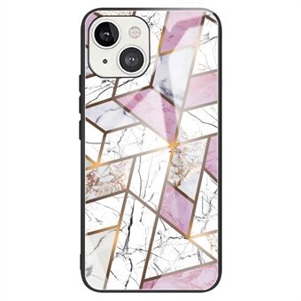 For iPhone 14 6.1 inch Pattern Printing Phone Case Tempered Glass Back + Soft TPU Frame Anti-drop Cover