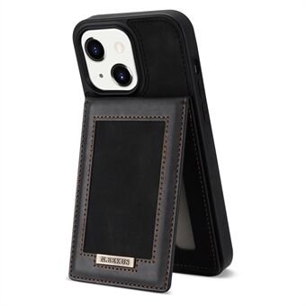 N.BEKUS For iPhone 14 6.1 inch Vertical Card Holder Kickstand Design PU Leather+TPU Phone Case RFID Blocking Phone Cover