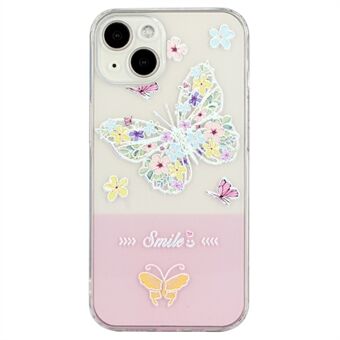 For iPhone 14 6.1 inch Embossment Lacquered Butterfly Pattern Soft TPU Phone Case Cover