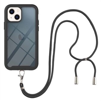 YB PC Series-4 Cell Phone Case for iPhone 14 6.1 inch, Drop-proof PC + TPU Hybrid Cover with Lanyard