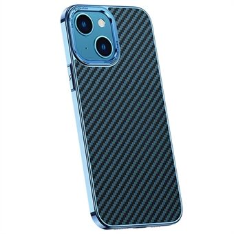 Carbon Fiber Slim Case for iPhone 14 6.1 inch PU Leather Coated Protective Cover Anti-Drop TPU+PC Phone Case