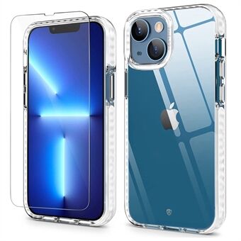 Clear Phone Case for iPhone 14 6.1 inch, Acrylic + TPU Anti-drop Cover with Tempered Glass Screen Protector