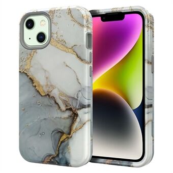 GW03 Phone Case for iPhone 14, Stylish Pattern IMD Hard PC + Soft TPU Shockproof Hybrid Cover