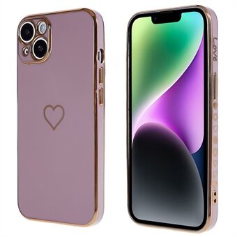 For iPhone 14 Phone Case Heart Pattern 6D Electroplating TPU Protective Phone Cover