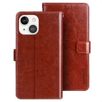 IDEWEI Phone Flip Wallet Case for iPhone 14, Magnetic Closure Crazy Horse Textured Anti-scratch PU Leather Phone Cover Stand