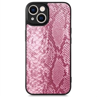 For iPhone 14 Shockproof Precise Cutout Phone Case Snake Texture PU Leather Coated TPU Back Cover
