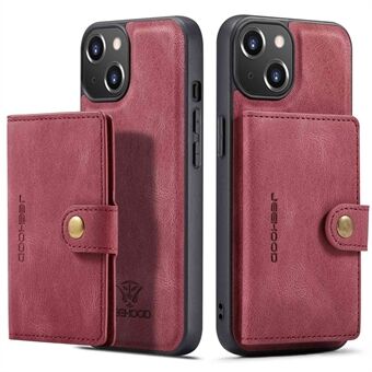 JEEHOOD For iPhone 14 Detachable 2-in-1 Leather Coated TPU Phone Case with Wallet Kickstand