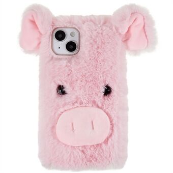 For iPhone 14 Cute Plush Cartoon Pig Soft TPU Protective Case Phone Back Cover