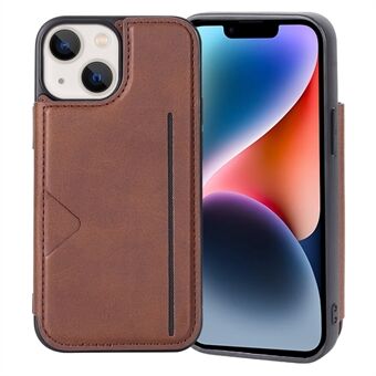 HANMAN Mika Series For iPhone 14 Magnetic Closure Card Slots Case PU Leather Coated TPU Anti-drop Phone Cover