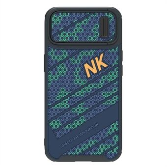 NILLKIN For iPhone 14 Sliding Camera Cover Design PC + TPU Phone Back Case Honeycomb Texture Anti-drop Cover