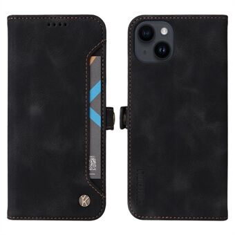 YIKATU YK-002 Phone Case for iPhone 14, Outer Card Slot Design Fall-proof Skin-touch Feeling PU Leather Wallet Stand Shell