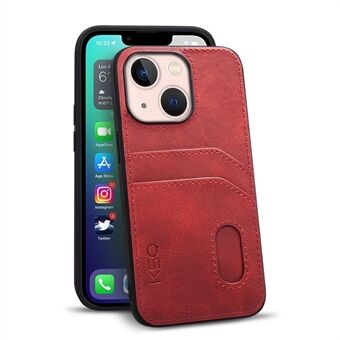KSQ Style-C For iPhone 14 Phone Protective Case Card Holder PU Leather Coated TPU Back Cover
