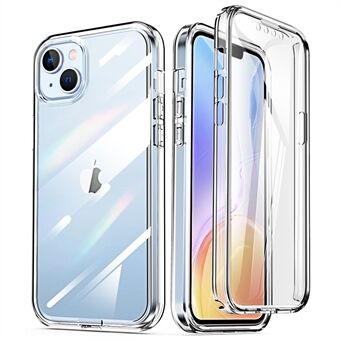 For iPhone 14 C-Style Full Body Wrap Phone Case Shockproof Transparent Phone Back Cover with Screen Protector