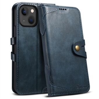 SUTENI Q03 Series for iPhone 14 PU Leather Stand Case Shockproof Wallet Protective Phone Cover with Snap Button Closure