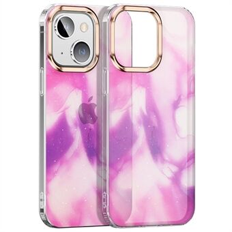 For iPhone 14 Gradient IMD Watercolor Glitter Powder Phone Case Electroplated Soft TPU Hard PC Anti-Scratch Hybrid Protective Cover