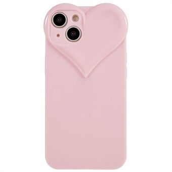 For iPhone 14 Anti-fingerprint TPU Soft Cell Phone Case Heart Shaped Camera Protection Phone Cover