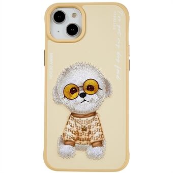 NIMMY Glasses Pet Series for iPhone 14 Embroidery Phone Case PU Leather + PC + TPU Anti-drop Back Cover