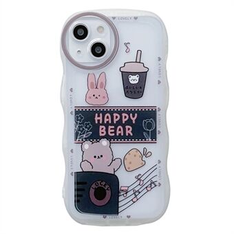 For iPhone 14 Pattern Printing Soft TPU Phone Case Wavy Edge Comfortable Grip Camera Lens Protection Cover