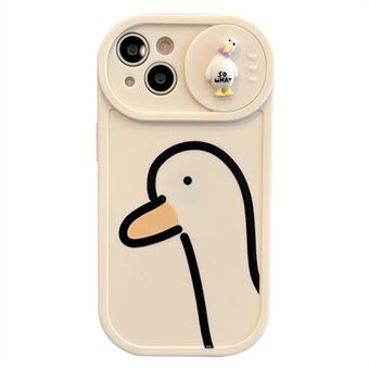 For iPhone 14 Cartoon Duck Pattern Printing Soft TPU Phone Case with Slide Camera Lens Shield