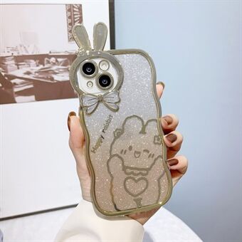 Shockproof Case for iPhone 14 Rabbit Design Electroplating Phone Case Gradient Glitter Soft TPU Cover