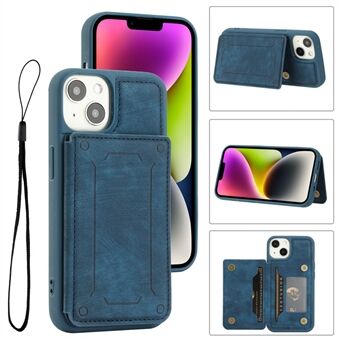 Back Shell for iPhone 13 / 14 6.1 inch, PU Leather Coated TPU Phone Case Dual Card Holder Kickstand Magnetic Cover